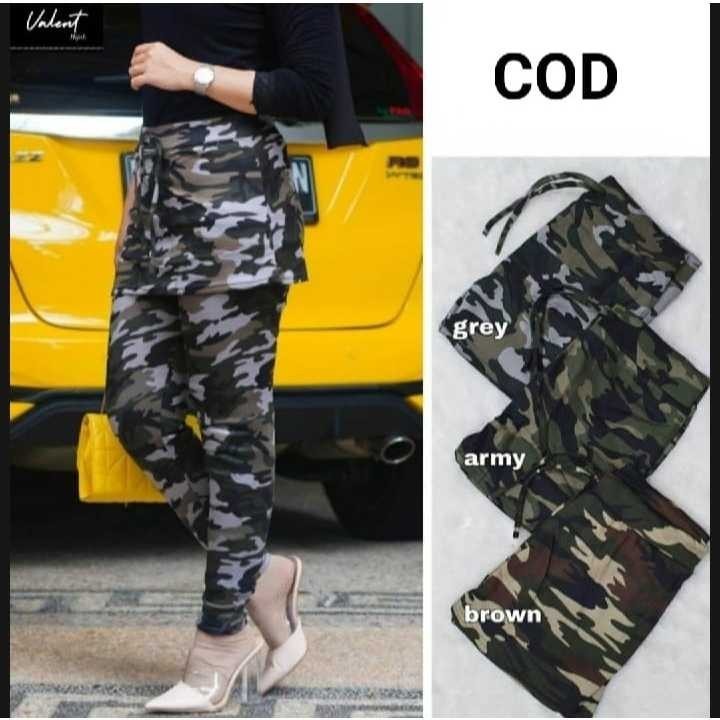 Celana Rok Senam Army - Celana Legging Rok Army - Celana Rok Legging Army - Training Loreng Wanita