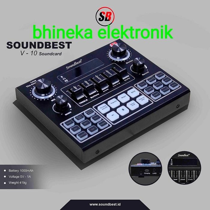 ORIGINAL SOUNDCARD SOUNDBEST V12 / V12 LIVE STREAMING YOUTUBE BIGOLIVE - soundcard V10