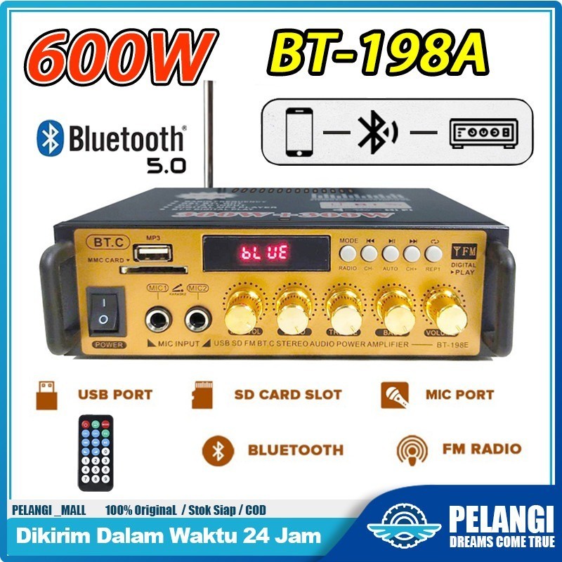 600W Amplifier BT-198E PRO 2000w ECHO Amplifier Karaoke Bluetooth Audio Power Amplifier Power Amplif