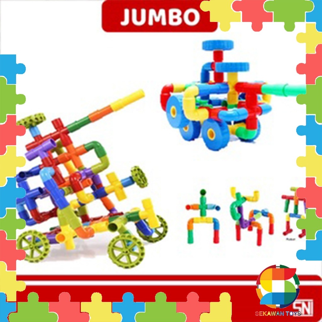 SAMULSHOP Mainan Edukasi Anak Blok Pipa /Education Toys Block Pipa 100PC 150PC