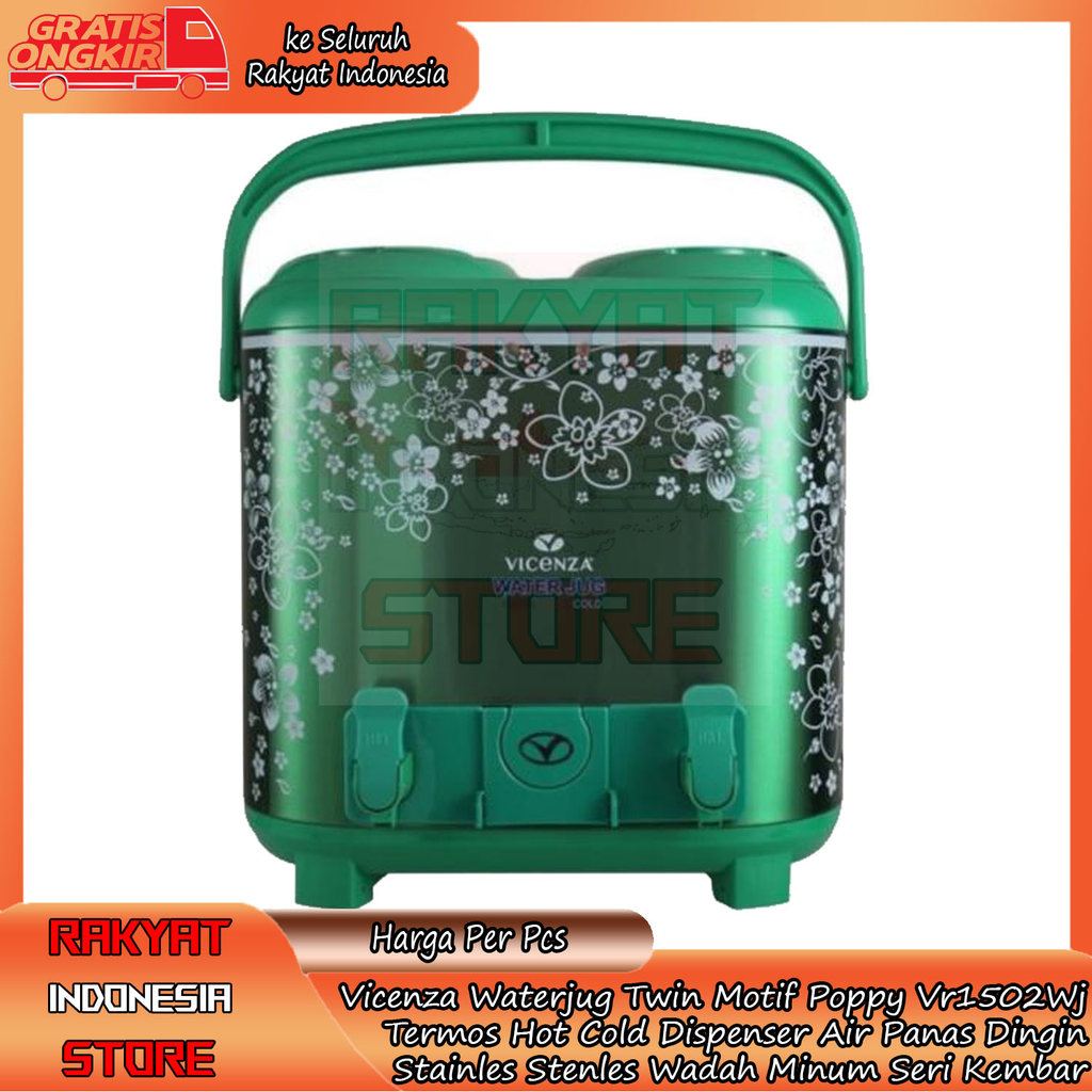 Vicenza WaterJug Twin Panas Dingin Stainles 15 Liter Vr 1502 Wj Termos Seri Kembar Hot Cold Dispense