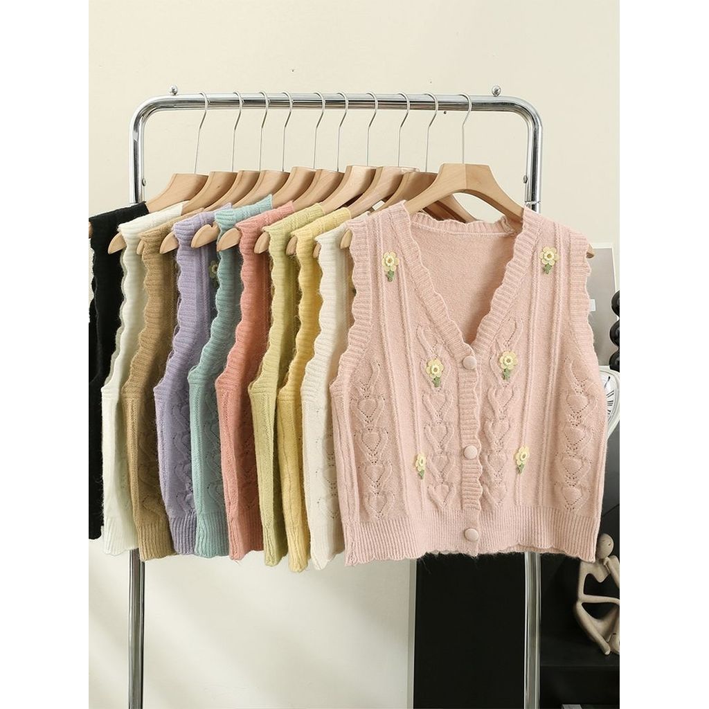 Rompi Rajut Cardigan Wanita Tanpa Lengan