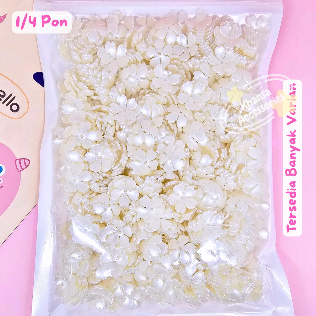 (1/4 PON) Manik Manik Kelopak Bunga Mutiara Akrilik DIY Beads - BH173