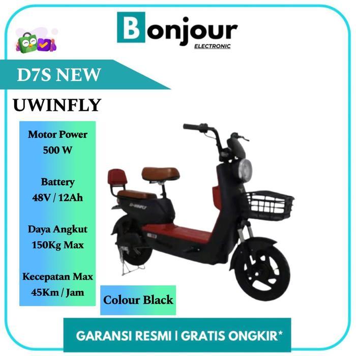PROMO BIG SALE Sepeda Listrik Uwinffly D7S New Pengganti DF7 Dragon Fly 7 BLACK [ORI]