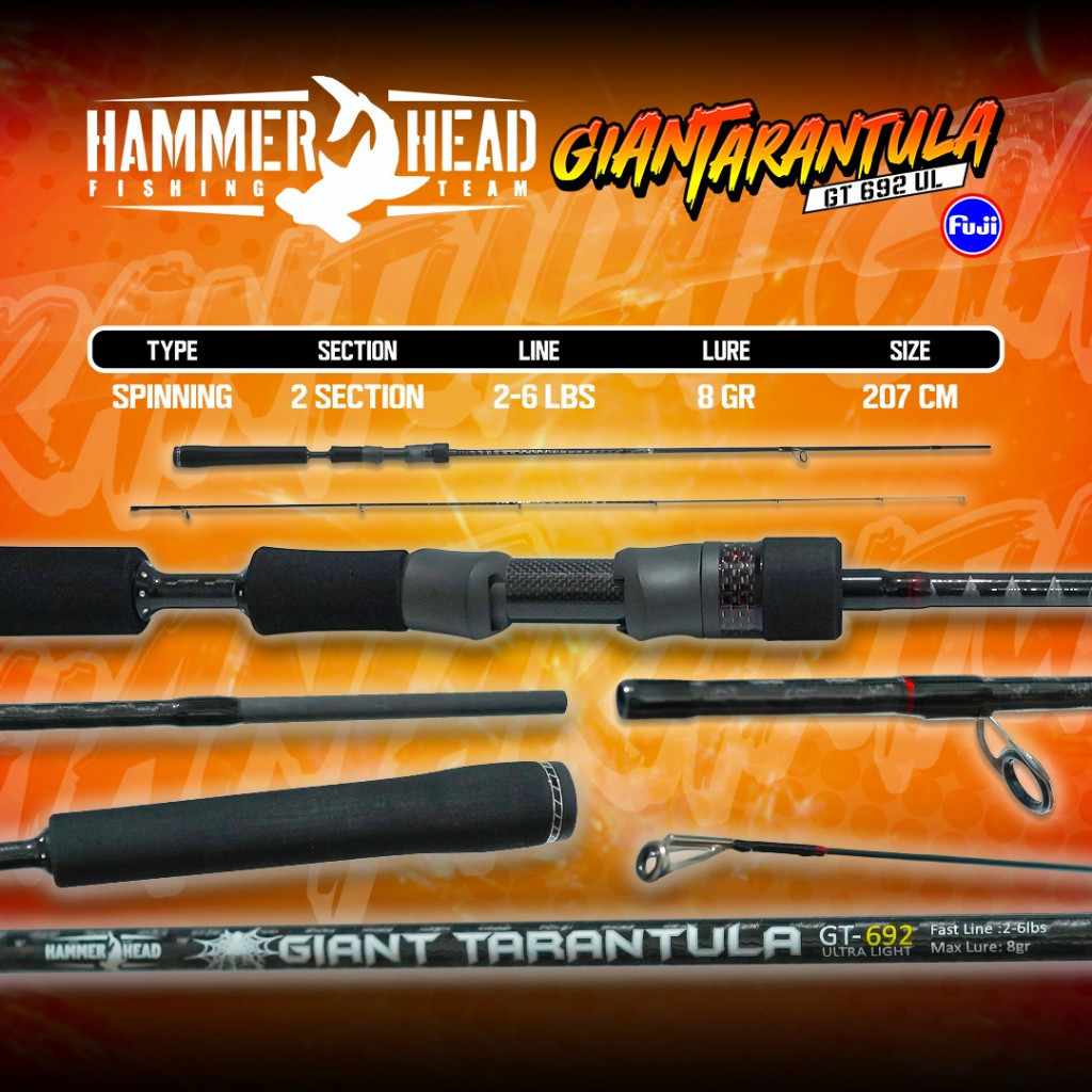 JORAN HAMMERHEAD GIANT TARANTULA GT 692 UL 2-6 LB 207 CM FREE Packing Pipa PVC BY JJS