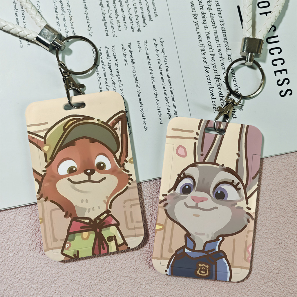 ID Card Holder Motif Kelinci Rubah Yang Trendi Korea | Tempat Pelindung Kartu Nama Photocard Sekolah