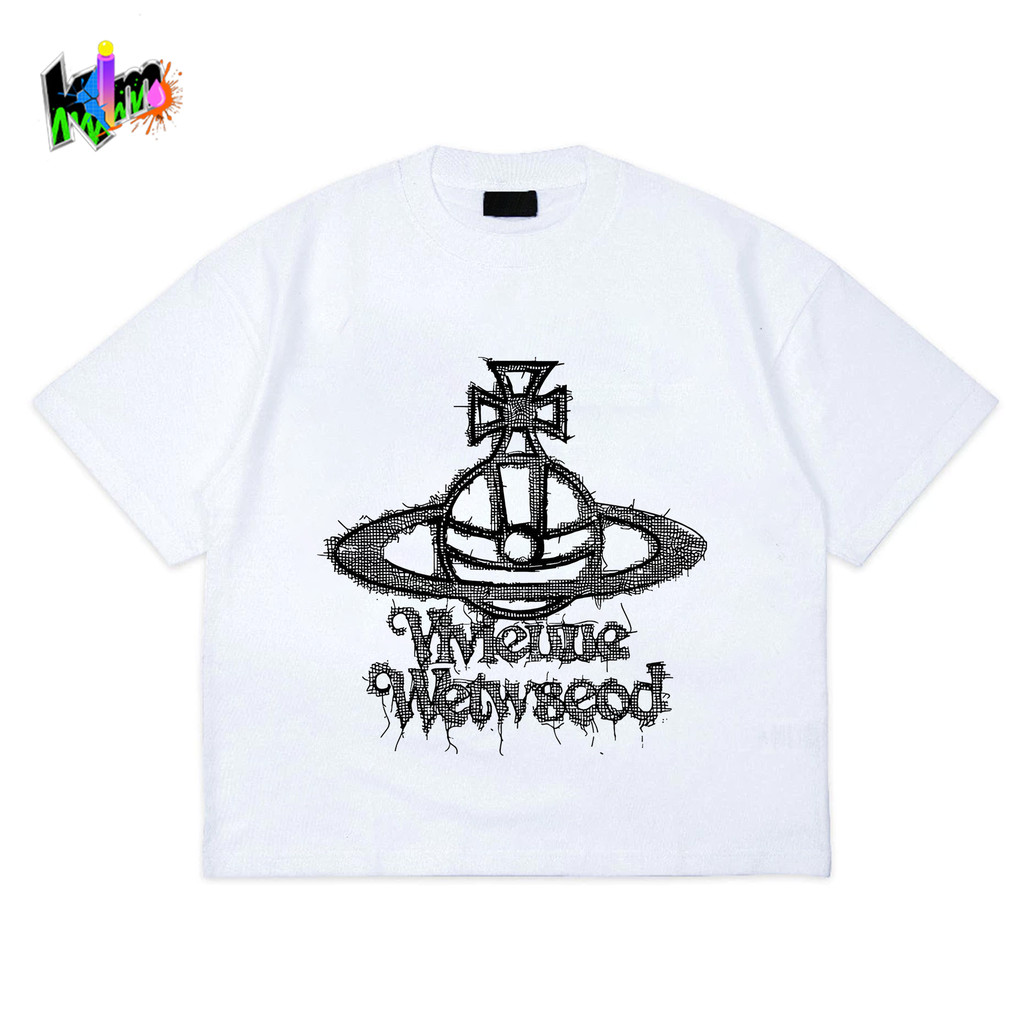 Vivienne Westwood - style Saturn Pattern White T - shirt