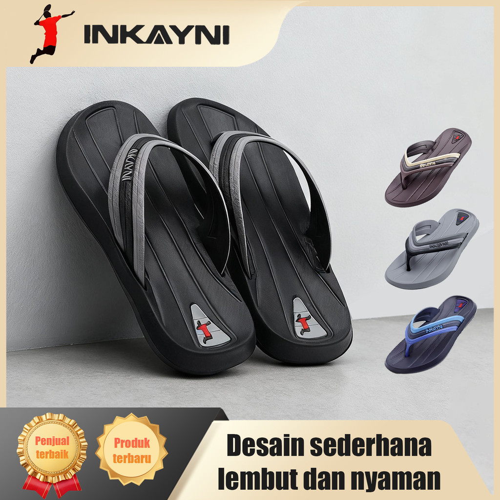 Inkayni Sandal Pria Slop Full Karet Sandal Jepit Pria Kekinian EVA  Sandal Jepit Pria Anti Slip Dan 