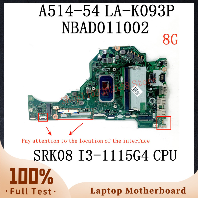 FH5AT LA-K093P SRK08 I3-1115G4 CPU Mainboard For Acer Aspire A514-54 A515-56 A315-58 Laptop Motherbo