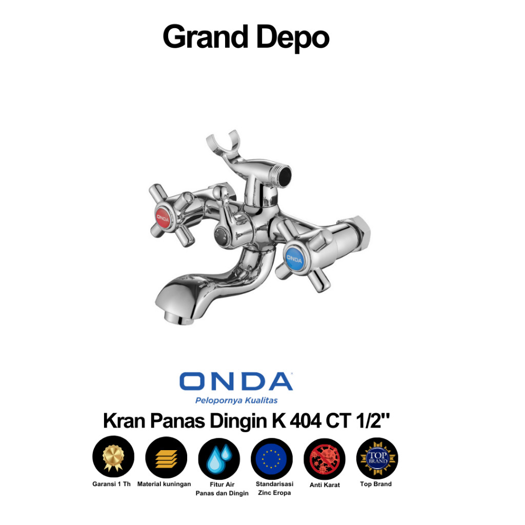 Onda Kran Shower Mixer Air Panas Dingin K 404 CT 1/2" Onda / Kran Shower Mixer Onda / Kran Air Onda