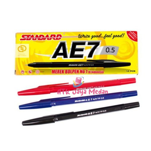 (1 Lusin / 12 Pcs) Pulpen Standard AE7 Pen Bolpoin Standart AE-7