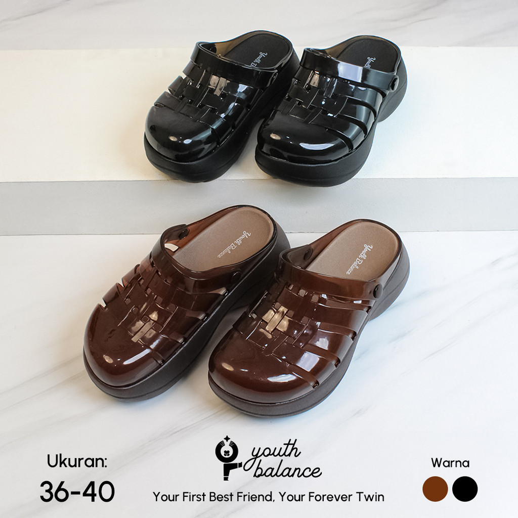 YouthBalance Sandal Sepatu Wedges Wanita Jelly Karet 0234