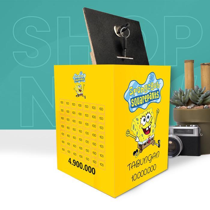 celengan target buka tutup kunci Celengan Karakter Spongebob target 10 juta 20 juta 30 juta Celengan