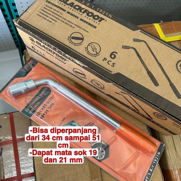 Kunci roda 19 x 21 mm BLACKFOOT 53 cm telescopic wrench kunci extention tarik kunci sok socket