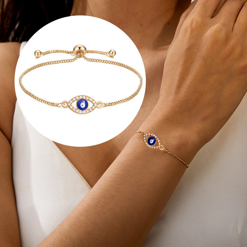 Gelang Evil Eye Turki Adjustable – Mata biru Nazar Boncugu, desain etnik kekinian tali logam, minima
