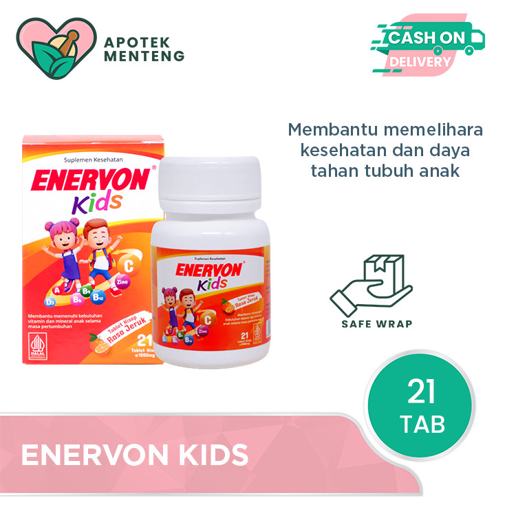 Enervon Kids 21 Tab - Multivitamin Suplemen Kesehatan-Vitamin C, A, B Complex, D3 plus Zinc