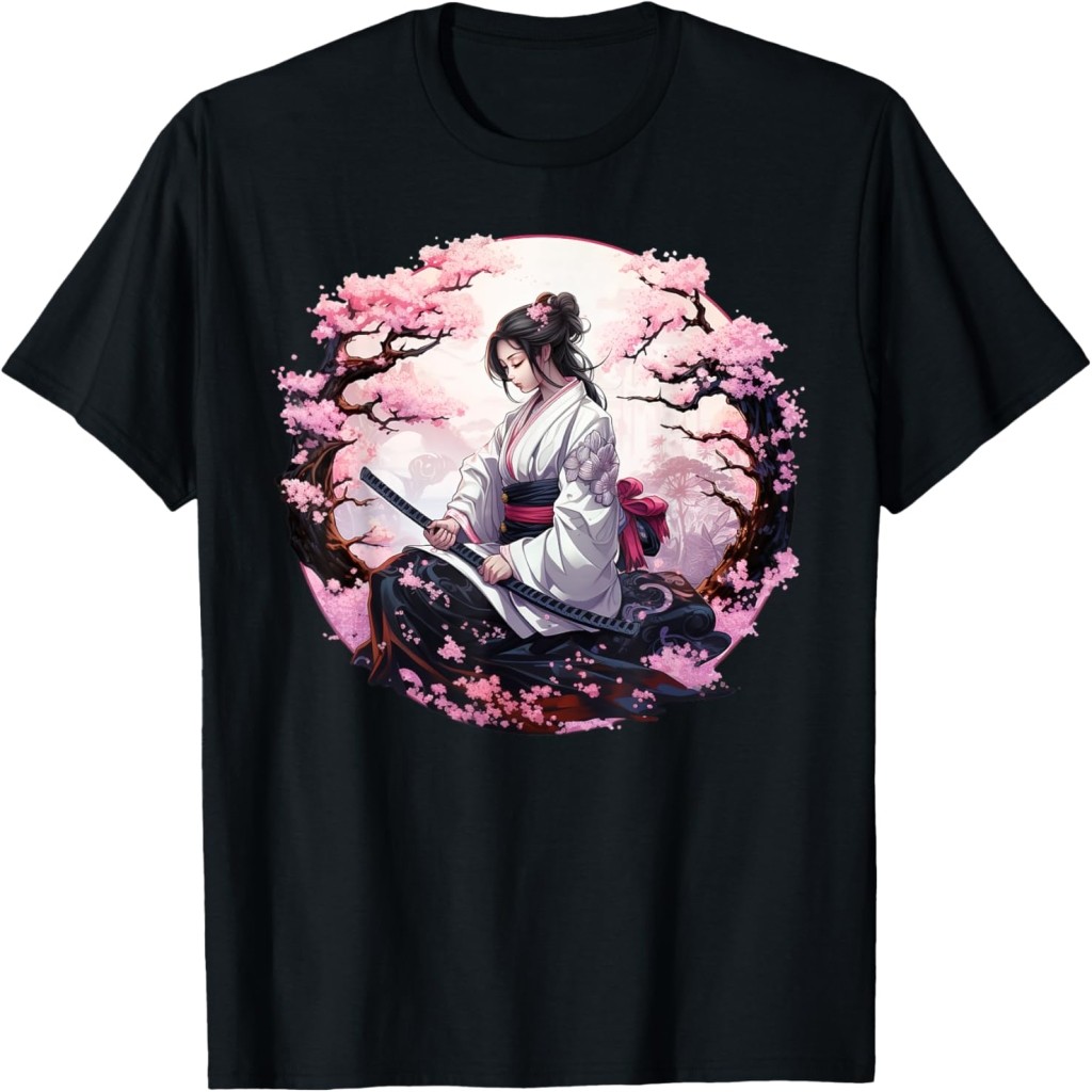 Jepang Samurai Girl Vintage R Sakura Bunga Sakura Kaos