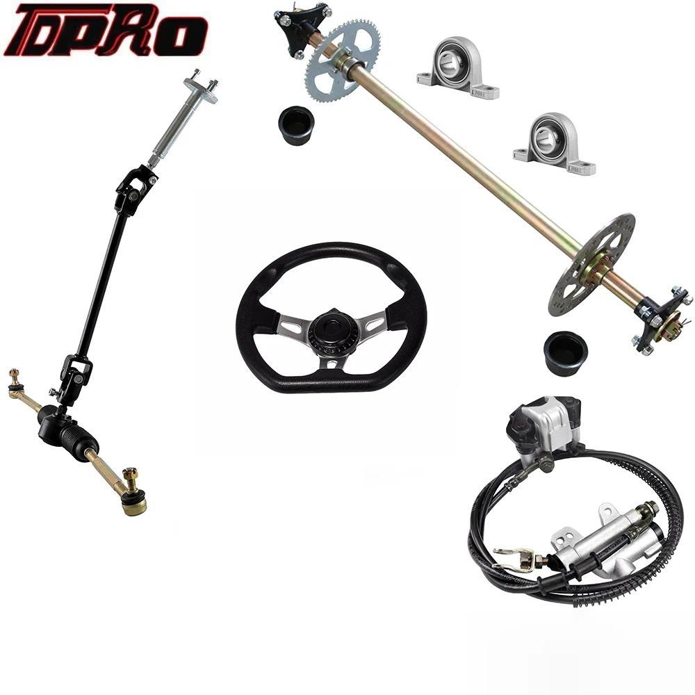 TDPRO 740mm Rear Axle Kit + Front Steering Wheel Shaft Assembly Go Kart ATV Quad Buggy kit go kart