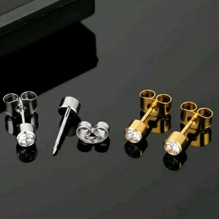 (2 pcs) anting tindik mata berlian pria wanita