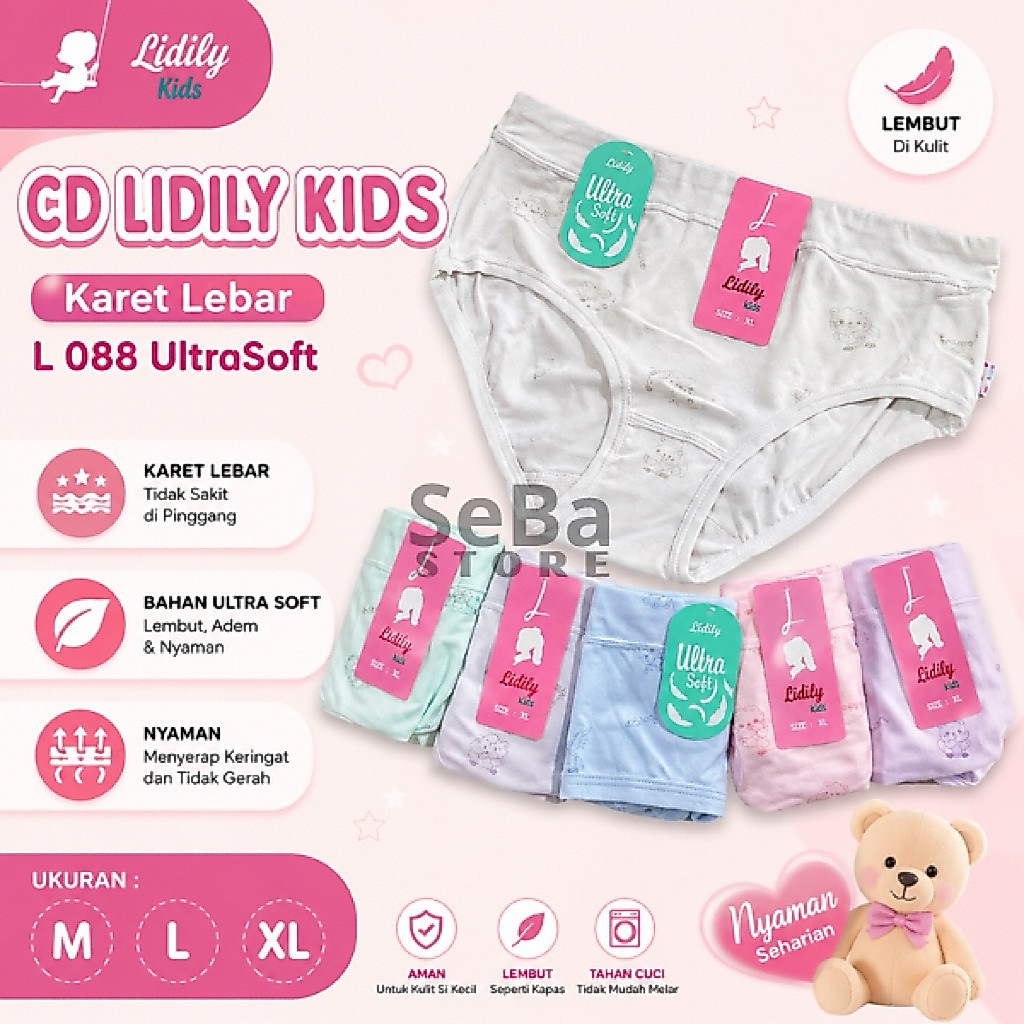 6Pcs Cd Lidily Kids Ultrasoft Karet Lebar / Celana Dalam Anak Cewek Lembut Elastis / Lidily Kids Kar