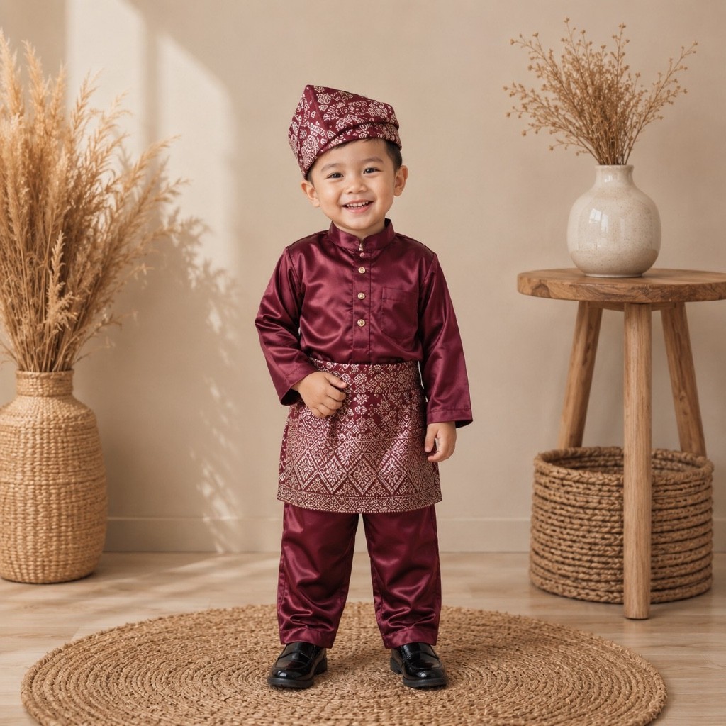 PRADIPTALARIS ID Baju Adat Melayu Bayi Newborn & Anak Premium | Kostum Photoshoot Bayi | Setelan Mel