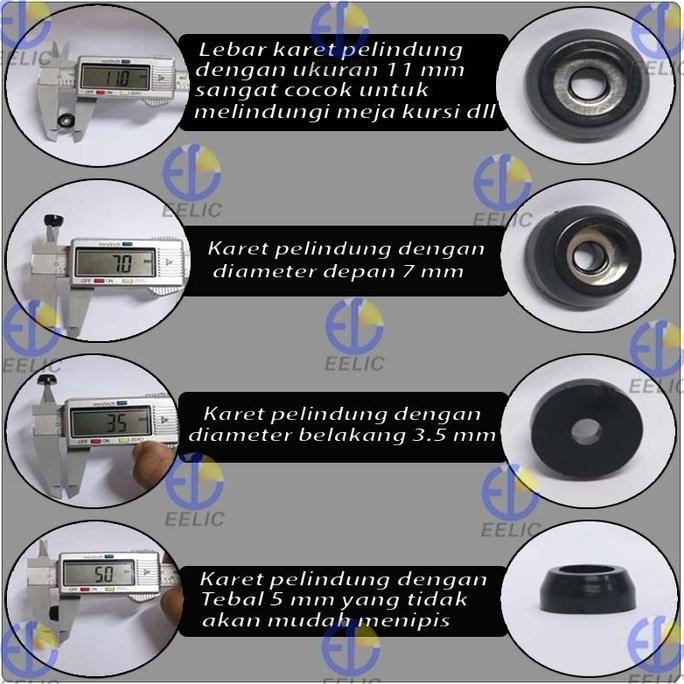 BAK Isi 4 Pcs bantalan alas karet bulat kecil hitam tatakan pelindung kaki kursi meja mesin multifun