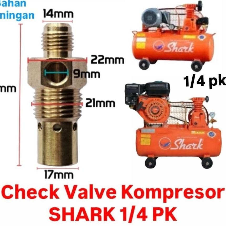 Check Valve Kuningan Kompresor Shark 1/4Pk Lazaro