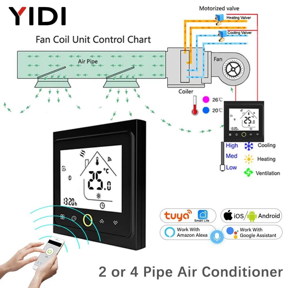 Wireless Tuya WiFi Smart Thermostat for 2 4 Pipe Central Air Contioning 3 Speed Fan Coil Unit Temper