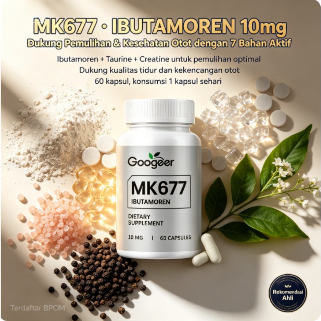Googeer MK677 Ibutamoren 60 Kapsul, 10mg Ibutamoren per kapsul, dengan Zinc, Taurine & Creatine, duk