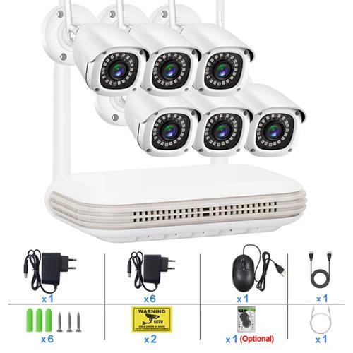 Gadinan 3MP Outdoor WiFi Camera Kit 2.8mm AI Face Detect Audio Security CCTV Humanoid Detection NVR 