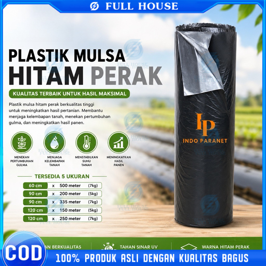 Full House PLASTIK MULSA HITAM PERAK | 60cm 90cm 120cm | 1 ROLL TANAM CABAI MELON TOMAT