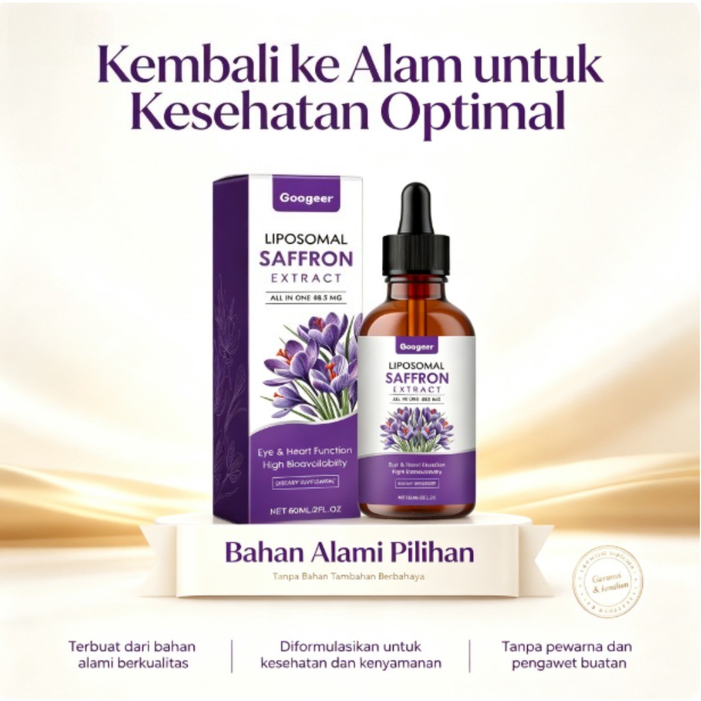 Ekstrak Saffron Liposomal Goog 60ml, Ekstrak Saffron Liposomal 88,5mg, mendukung fungsi mata dan jan