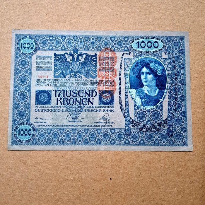 Uang kuno koleksi dari Austria 1902. 1000 Kronen
