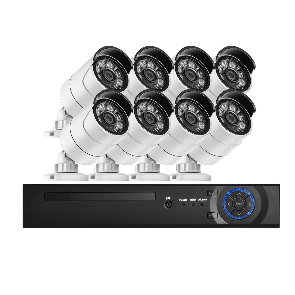 AZISHN 8MP HD 4K Security Camera System 8CH H.265 NVR Kit 2/4/6/8pcs Face Detect Outdoor Audio IP Ca