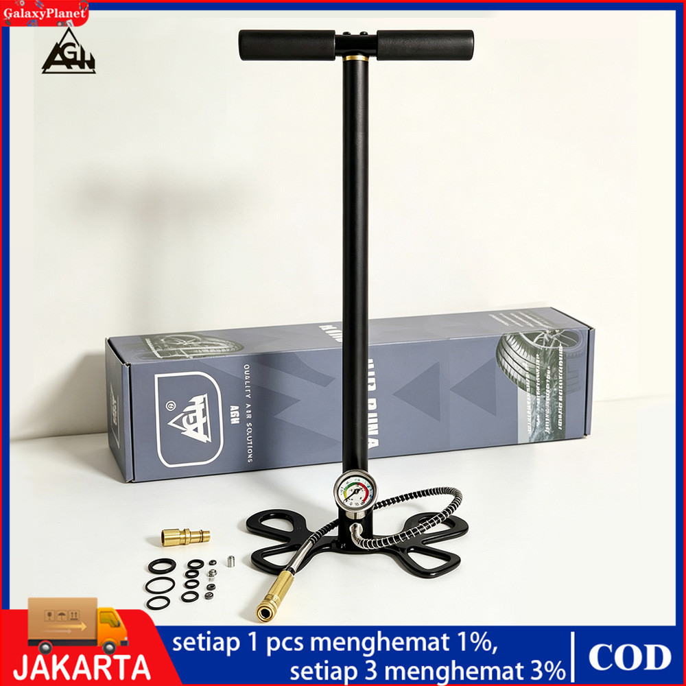 Pompa PCP NEW AGH 4 STAGE MANOMETER 6000 PSI KAKI LIPAT BONUS MINI KUPLER