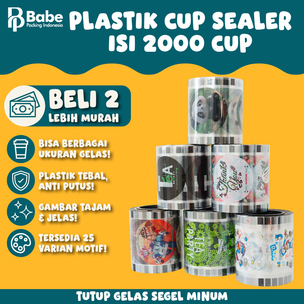 Cup Sealer Isi 2000 Cup / Plastik Lid Cup Sealer / Tutup Gelas / Tutup Minuman Gelas / Cup Minuman