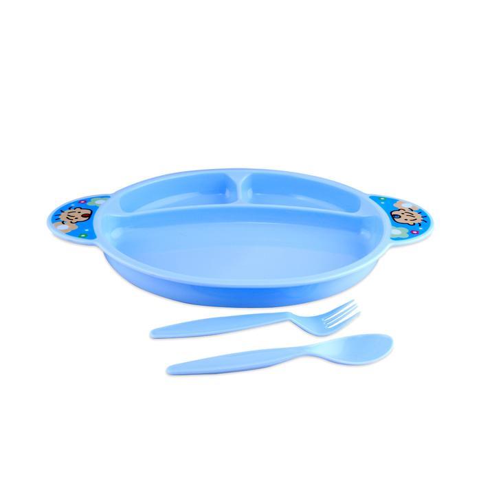 (READY STOK) LustyBunny 3 in 1 Plate Set Alat Makan Bayi - LB-1329 - Biru (TERLARIS)