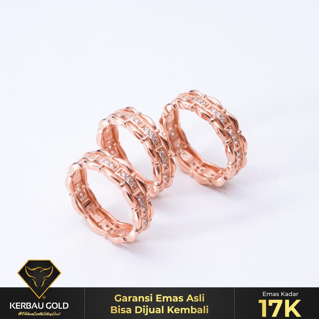 [Kerbau Gold] Cincin Emas Luxury Roxe 17K - Emas Asli 100%