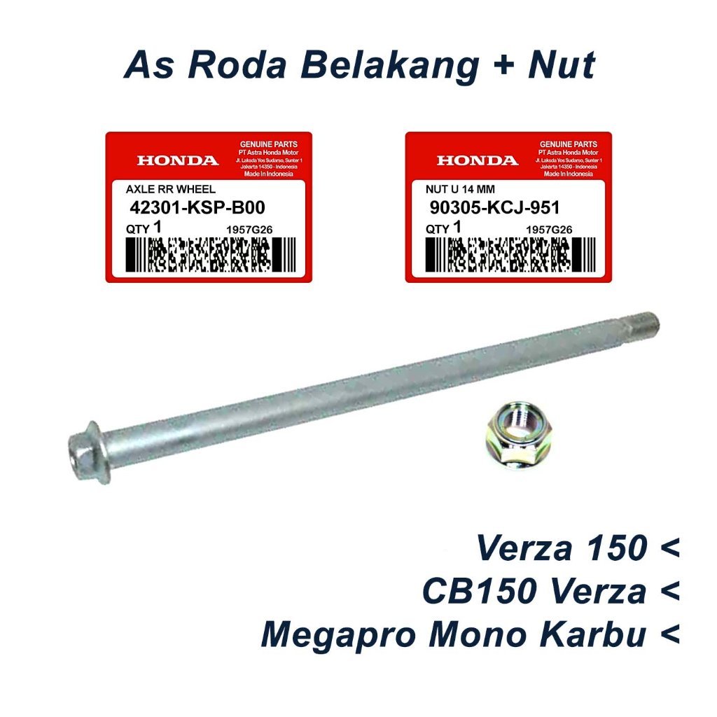 As Roda Belakang Honda CB150R CB Verza Megapro Monoshock Karbu 42301-KSP-B00 90305-KCJ951