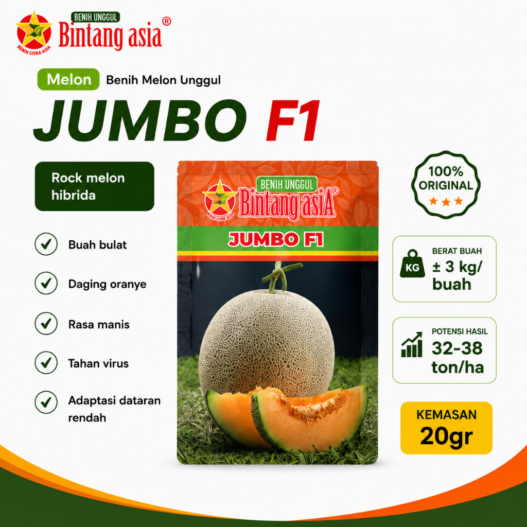 benih melon jumbo f1 bintang asia 20gr