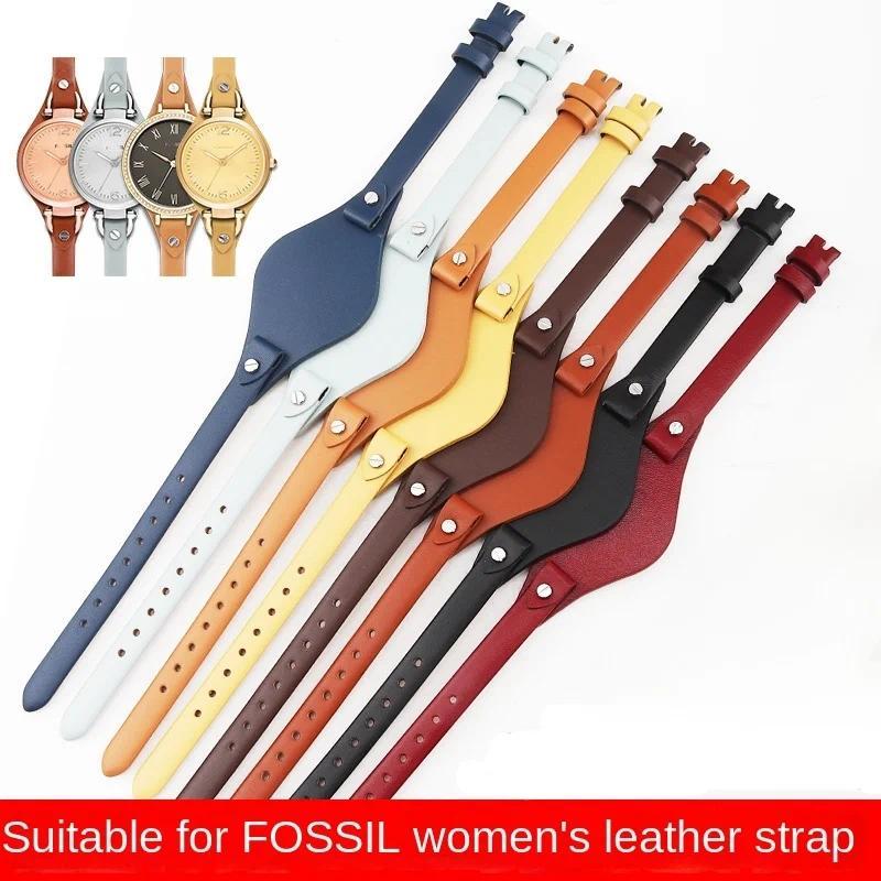 Fossil Watchbands Female Cowhide Genuine Leather 8mm Wrist for Women Es3262 Es3060 Waterproof Breath