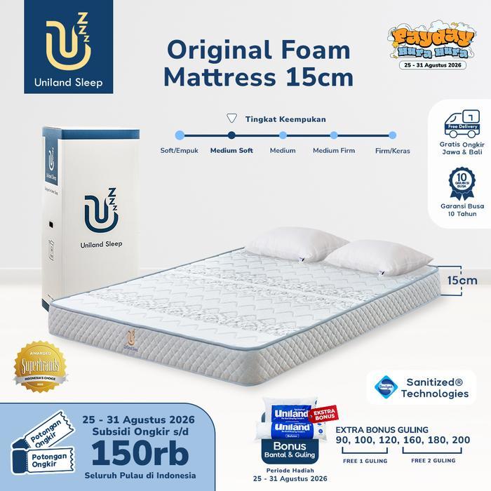 Kasur Busa Uniland Sleep Original 15cm Foam Mattress Box FREE BANTAL - 90x200