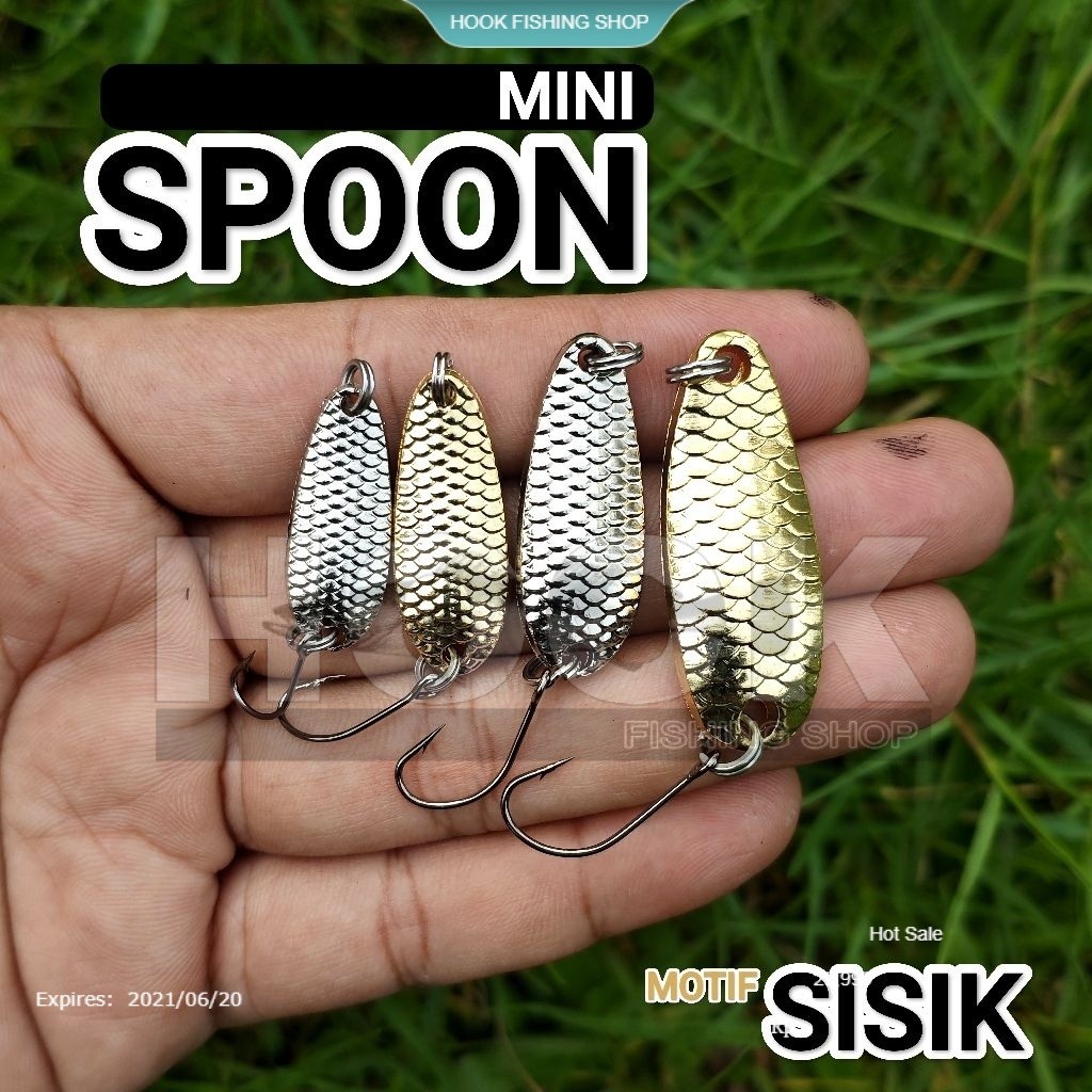 HFS MINI SPOON motif sisik warna silver gold umpan hampala sebarau