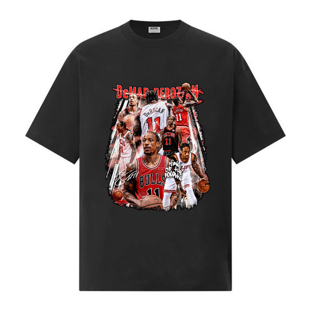 Kaos Basket Derrick Rose Chicago Bulls Kolase Pemain Legenda NBA, Kaos Band Merch Motif Tulisan Retr