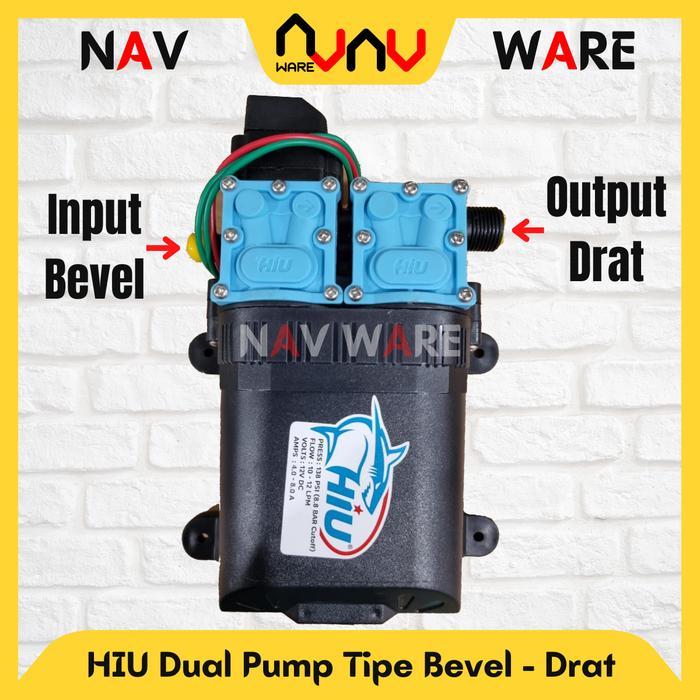 LL Pompa Air DC 12V HIU Dual Pump Original 138Psi Double Motor Pertanian - Dual Bevel Drat TERMURAH