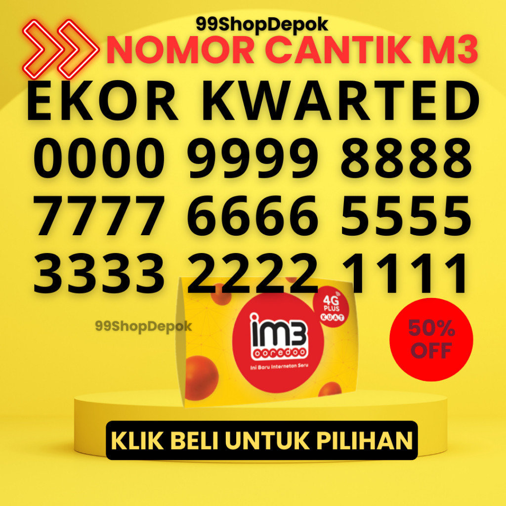 Nomor Cantik Indosat KWARTED 0000 9999 8888 Nomer Cantik Indosat ooredoo - Nomor Cantik im3 8888 No 