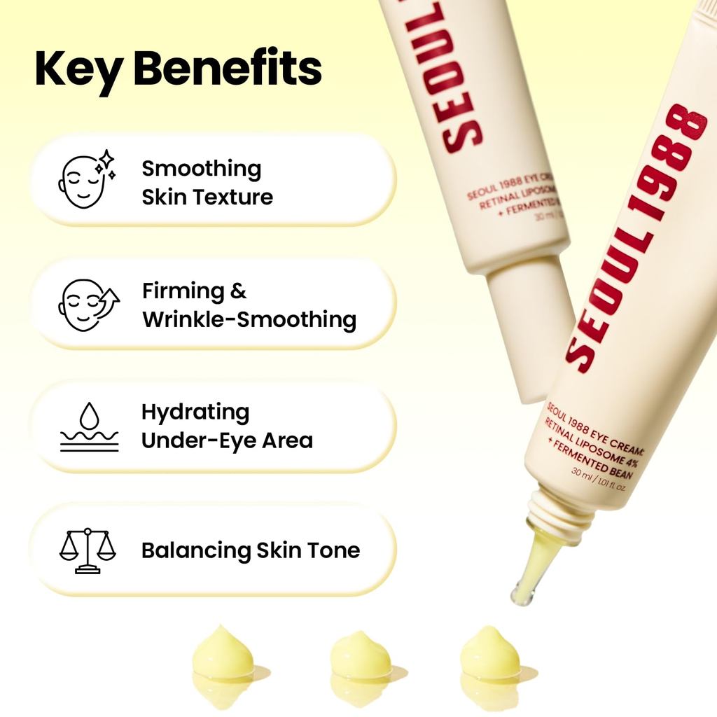 SEOUL 1988 Retinol Eye Cream 30ml | 4% Retinal Liposome Pampaputi & Hilangkan Lingkaran Hitam | Anti
