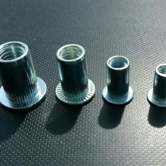 1PACK(100PCS) M6 MUR RIVET BIBIR TEBAL PUTIH PANJANG 15MM / RIVET NUT ZINC PLATED / MUR FURNITURE BI