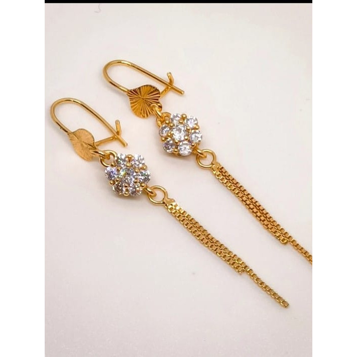 NEWS PERHIASAN nting Titanium Panjang Anti Karat Lapis Emas Pesta Anting Wanita Dewasa Korea Murah T