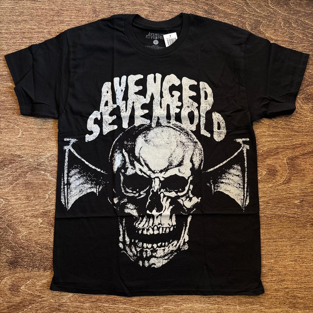 KAOS BAND OFFICIAL AVENGED SEVENFOLD - SKULL BAT WING TSHIRT ORIGINAL MERCHANDISE